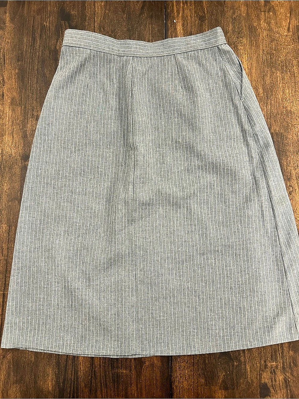 1970s Vintage Montgomery Ward Gray Pinstripe A-Line Skirt Size 18 - Picture 3 of 6